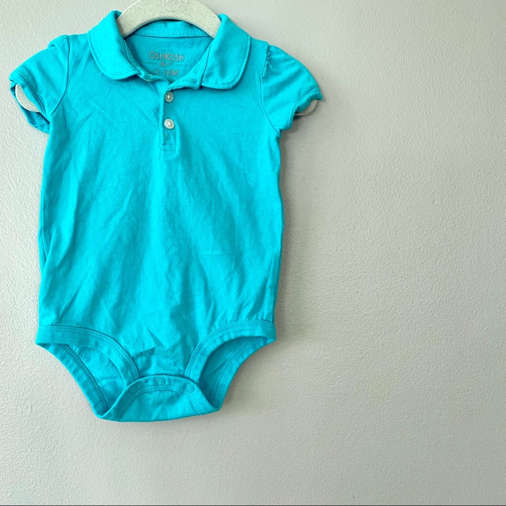 12-18m OshKosh Teal Polo With Poof Sleeves